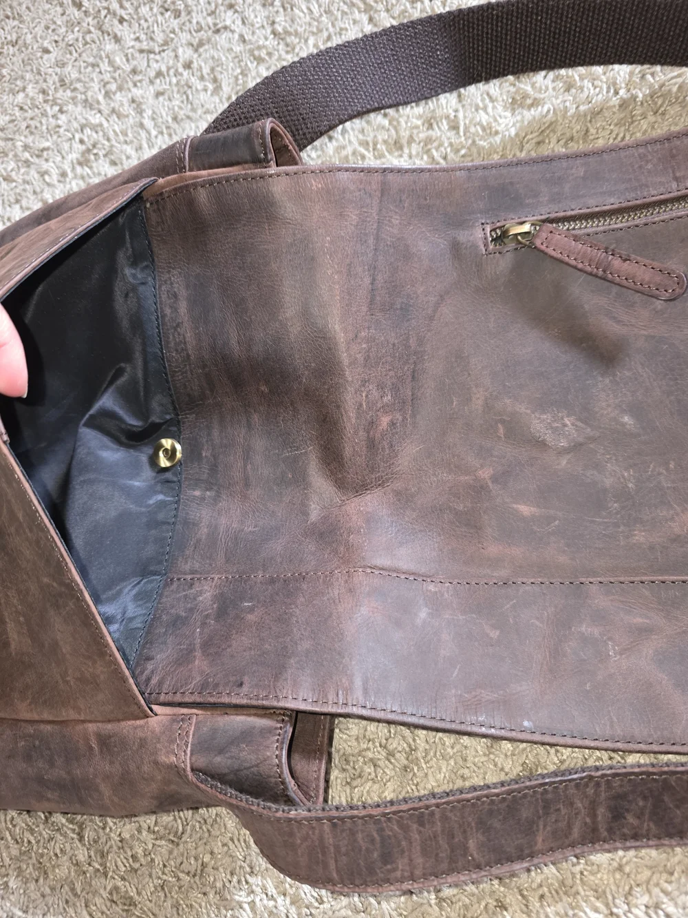 ESTALON Dark Brown Leather Messenger Bag for Men